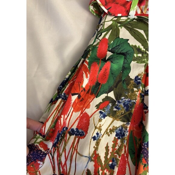 SOFT SURROUNDINGS ALine Skirt Size Large Petite Floral Tropical Pockets Belted - Picture 7 of 9